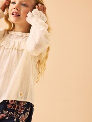 Laura Ashley Cream/Navy Textured Cotton Blouse and Tuttington Floral Shorts Set - Image 5 of 11