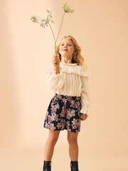 Laura Ashley Cream/Navy Textured Cotton Blouse and Tuttington Floral Shorts Set - Image 7 of 11