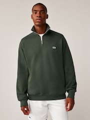 Зеленый хаки - Lacoste стандартный вырез с короткой молнией 100хлопковая свитшот - Изображение 1 из 10