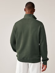 Зеленый хаки - Lacoste стандартный вырез с короткой молнией 100хлопковая свитшот - Изображение 2 из 10