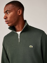 Зеленый хаки - Lacoste стандартный вырез с короткой молнией 100хлопковая свитшот - Изображение 3 из 10