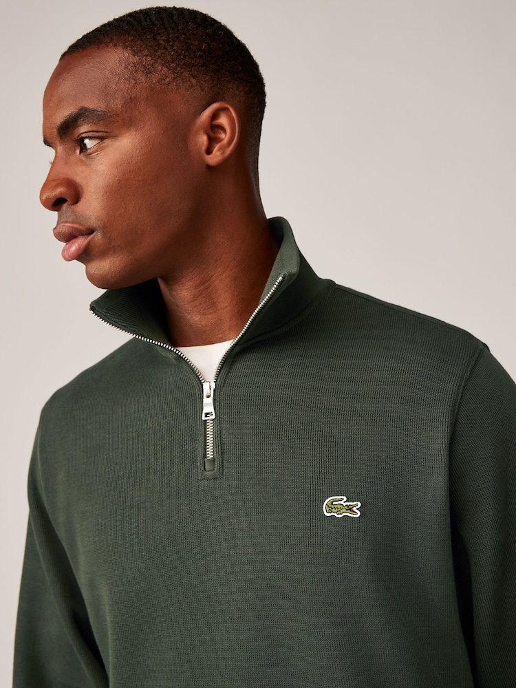 Lacoste Regular Fit Quarter Zip Neck 100% Cotton Sweatshirt - Image 3 of 10