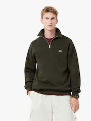 Зеленый хаки - Lacoste стандартный вырез с короткой молнией 100хлопковая свитшот - Изображение 4 из 10