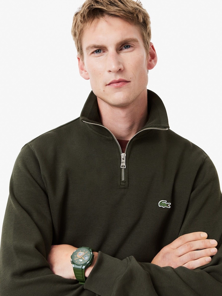 Lacoste Regular Fit Quarter Zip Neck 100% Cotton Sweatshirt - Image 6 of 10