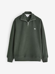Зеленый хаки - Lacoste стандартный вырез с короткой молнией 100хлопковая свитшот - Изображение 9 из 10