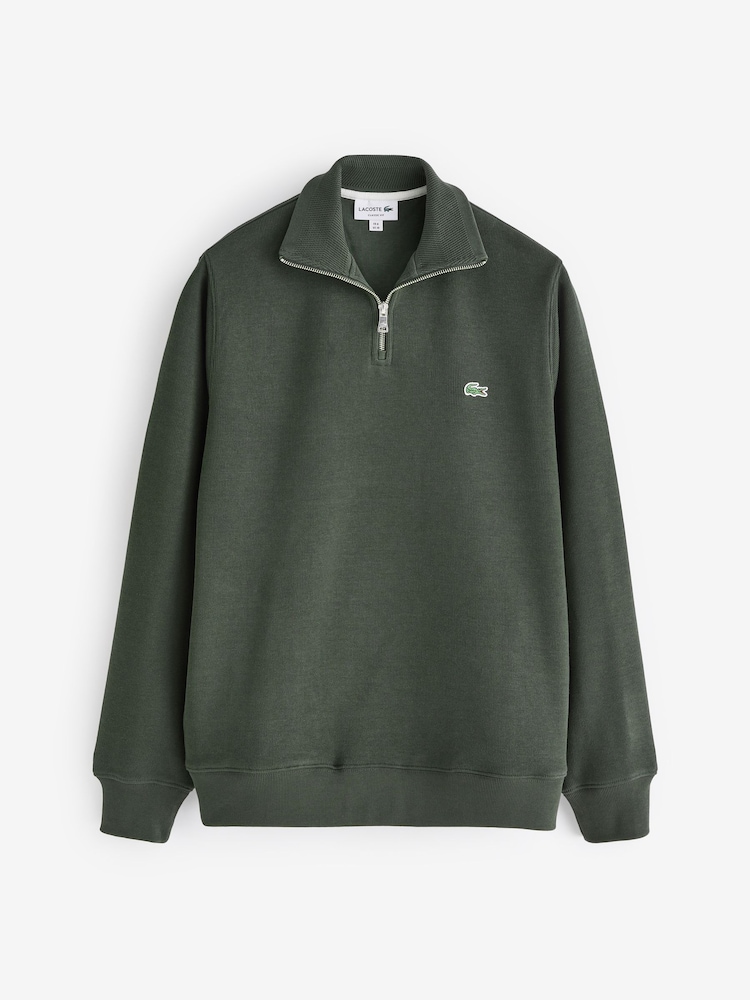 Lacoste Regular Fit Quarter Zip Neck 100% Cotton Sweatshirt - Image 9 of 10