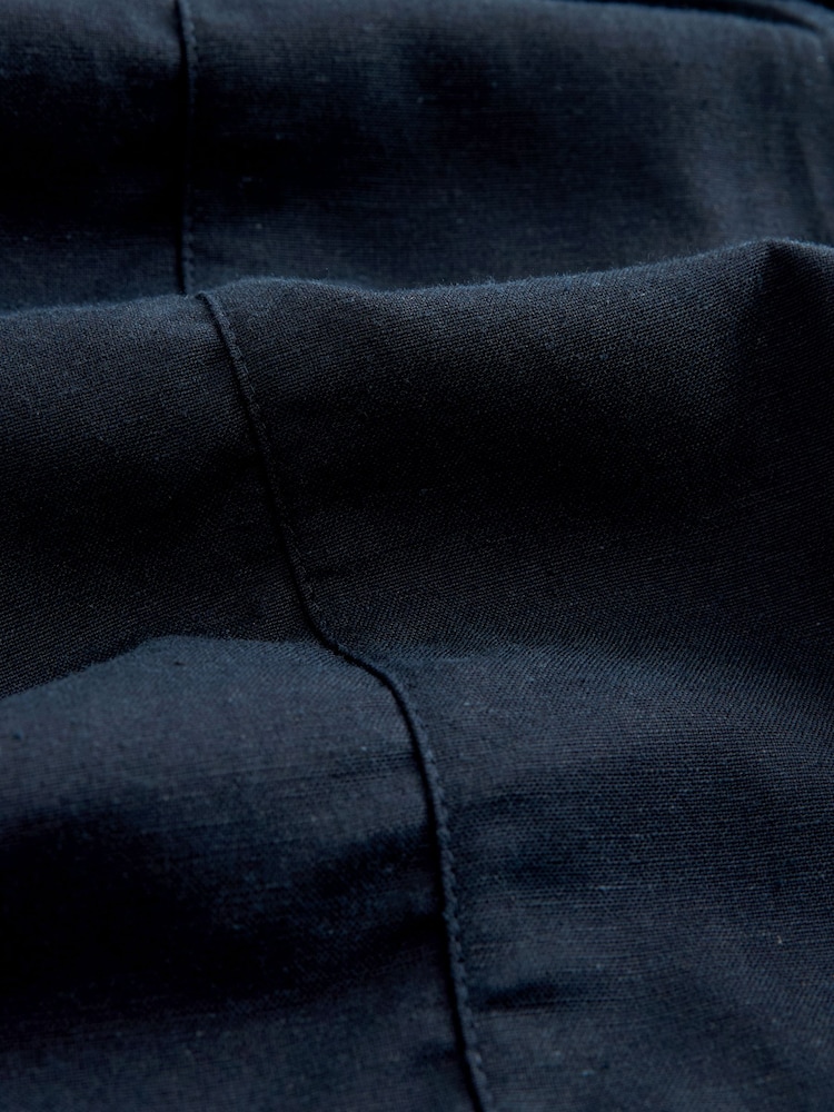 Navy Blue Utility Tie Belt Mini Dress With Linen - Image 5 of 5
