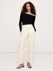 Banana Republic Beige Mid-Rise Barrel-Leg Utility Trousers - Image 1 of 3
