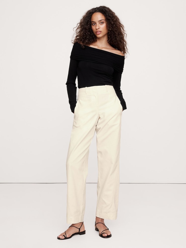 Banana Republic Beige Mid-Rise Barrel-Leg Utility Trousers - Image 1 of 3