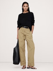 Banana Republic Neutral Mid-Rise Barrel-Leg Utility Trousers - Image 1 of 4