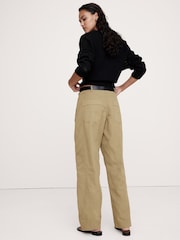 Banana Republic Neutral Mid-Rise Barrel-Leg Utility Trousers - Image 2 of 4
