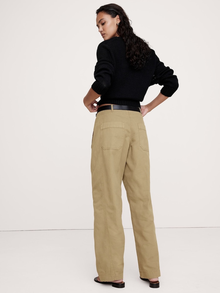 Banana Republic Neutral Mid-Rise Barrel-Leg Utility Trousers - Image 2 of 4