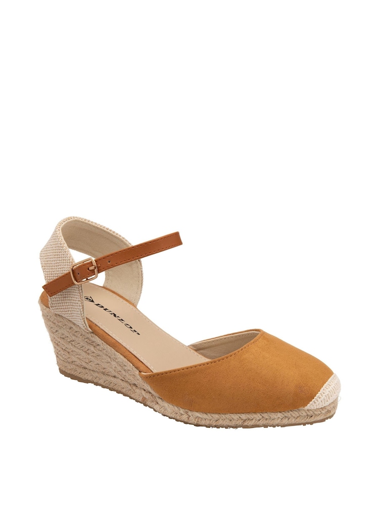 Braun - Dunlop Damen Espadrille-Sandalen mit Keilabsatz - Bild 1 von 4 Braun - Dunlop Damen Espadrille-Sandalen mit Keilabsatz - Bild 1 von 4