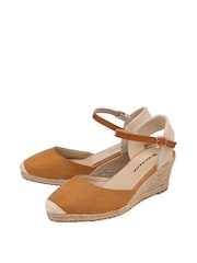 Dunlop Brown Ladies Wedge Espadrille Sandals - Image 2 of 4