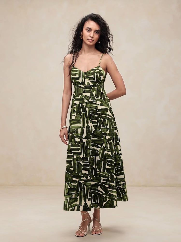 Banana Republic Green Green Poplin Cut-Out Maxi Dress - Image 1 of 5 Banana Republic Green Green Poplin Cut-Out Maxi Dress - Image 1 of 5