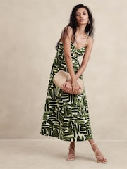 Banana Republic Green Green Poplin Cut-Out Maxi Dress - Image 3 of 5