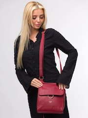 Rot - Cultured London Covent Leather Cross-Body Dark 100% Cotton Bag - Bild 1 von 7