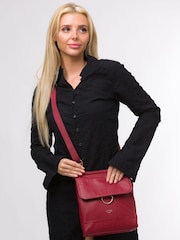 Rot - Cultured London Covent Leather Cross-Body Dark 100% Cotton Bag - Bild 2 von 7