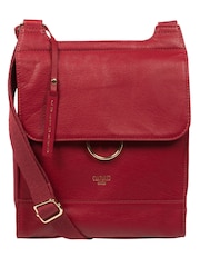 Rot - Cultured London Covent Leather Cross-Body Dark 100% Cotton Bag - Bild 3 von 7