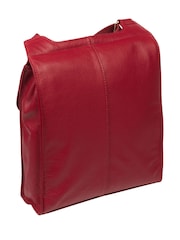 Rot - Cultured London Covent Leather Cross-Body Dark 100% Cotton Bag - Bild 4 von 7