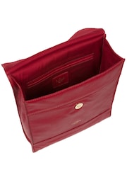 Rot - Cultured London Covent Leather Cross-Body Dark 100% Cotton Bag - Bild 5 von 7