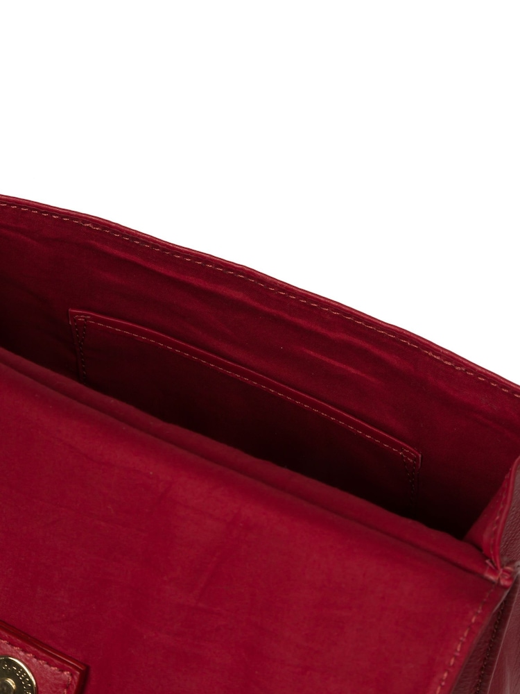Rot - Cultured London Covent Leather Cross-Body Dark 100% Cotton Bag - Bild 7 von 7