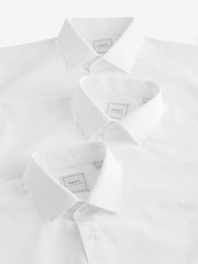 White Slim Fit Single Cuff Easy Care Smart Shirts 3 Pack - Image 2 of 10