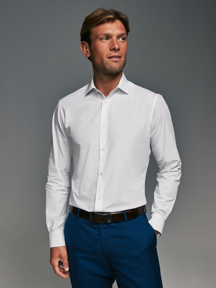 White Slim Fit Single Cuff Easy Care Smart Shirts 3 Pack - Image 3 of 10