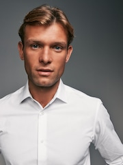 White Slim Fit Single Cuff Easy Care Smart Shirts 3 Pack - Image 6 of 10