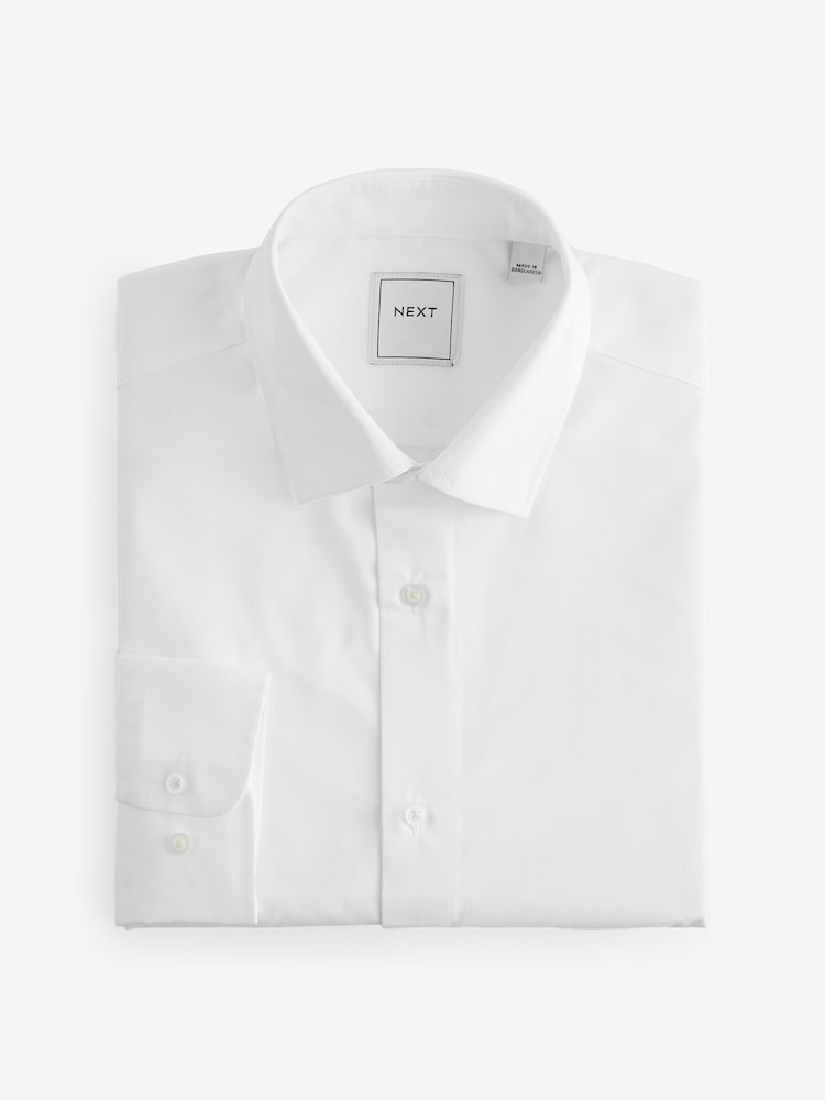White Slim Fit Single Cuff Easy Care Smart Shirts 3 Pack - Image 9 of 10