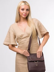 Cultured London Covent Leather Cross-Body Dark 100% Cotton Bag - Image 1 of 7