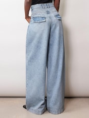Albaray Blue Wide Pleat Light Wash Jeans - Image 2 of 4