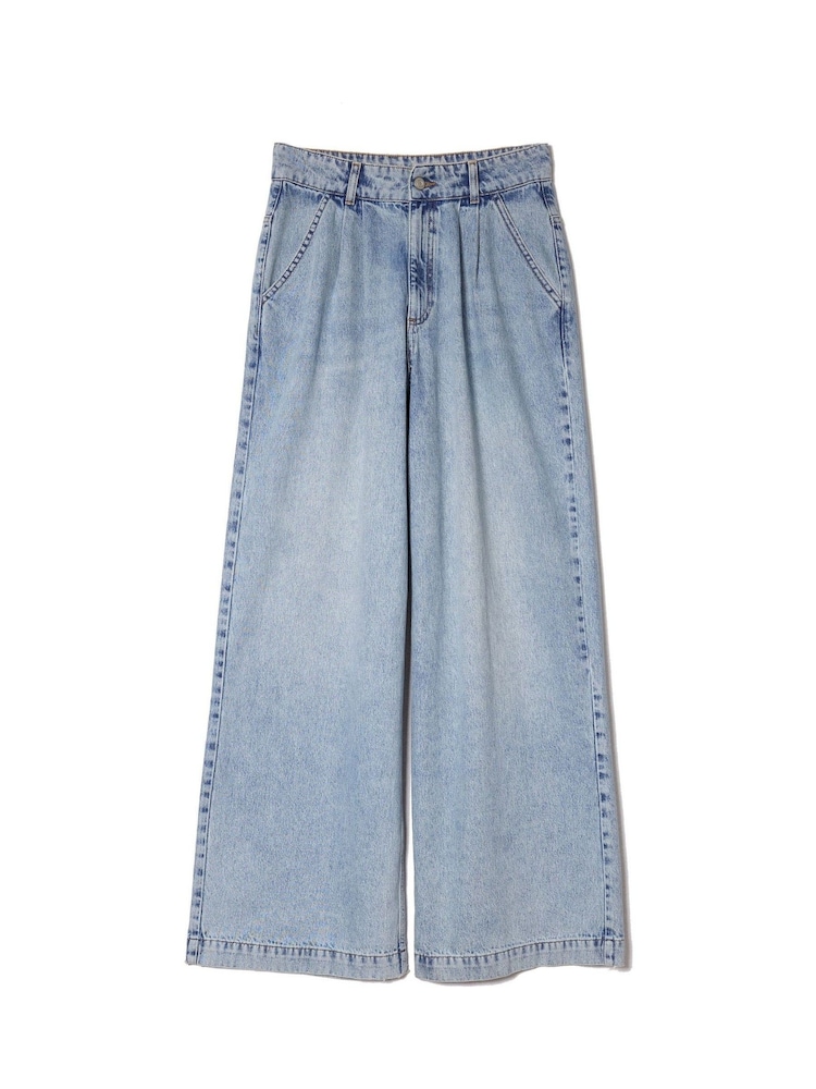 Albaray Blue Wide Pleat Light Wash Jeans - Image 4 of 4 Albaray Blue Wide Pleat Light Wash Jeans - Image 4 of 4