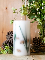 Laura Ashley Green Woodland Fir White Lily And Sandalwood Pillar Candle - Image 1 of 4