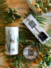 Laura Ashley Green Woodland Fir White Lily And Sandalwood Pillar Candle - Image 2 of 4