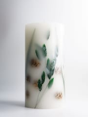 Laura Ashley Green Woodland Fir White Lily And Sandalwood Pillar Candle - Image 4 of 4