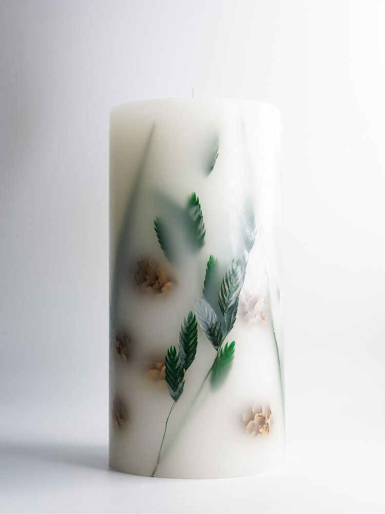 Laura Ashley Green Woodland Fir White Lily And Sandalwood Pillar Candle - Image 4 of 4