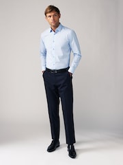 Blue/Blue Stripe Regular Fit Regular Fit Single Cuff Easy Care Smart Shirts 2 Pack - Image 3 of 14