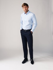 Blue/Blue Stripe Regular Fit Regular Fit Single Cuff Easy Care Smart Shirts 2 Pack - Image 5 of 14