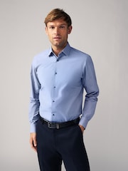 Blue/Blue Stripe Regular Fit Regular Fit Single Cuff Easy Care Smart Shirts 2 Pack - Image 6 of 14