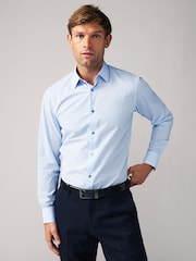 Blue/Blue Stripe Regular Fit Regular Fit Single Cuff Easy Care Smart Shirts 2 Pack - Image 7 of 14