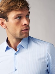 Blue/Blue Stripe Regular Fit Regular Fit Single Cuff Easy Care Smart Shirts 2 Pack - Image 9 of 14