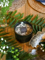Laura Ashley Green Woodland Fir White Lily And Sandalwood 3 Wick Candle - Image 1 of 3
