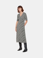 Whistles Black Diagonal Ripple Shirred Dress - Image 1 of 5