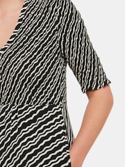 Whistles Black Diagonal Ripple Shirred Dress - Image 4 of 5