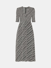 Whistles Black Diagonal Ripple Shirred Dress - Image 5 of 5