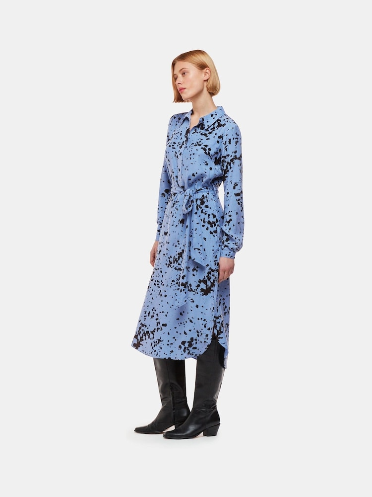 Whistles Blue Smudged Spot Print Imie Dress - Image 1 of 5