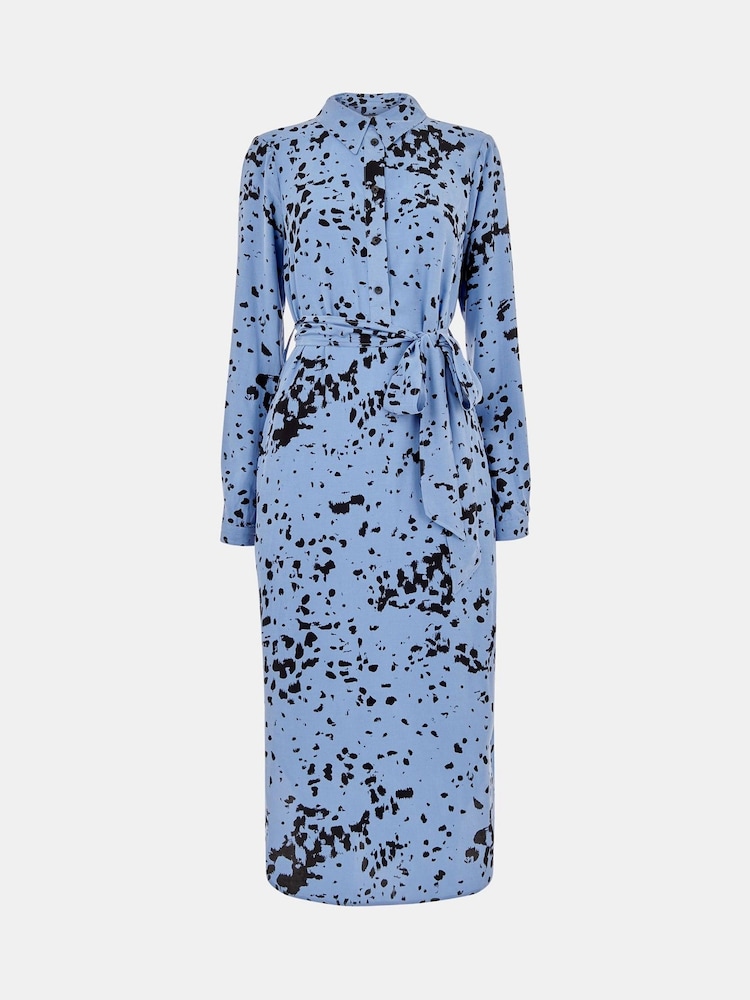 Whistles Blue Smudged Spot Print Imie Dress - Image 5 of 5