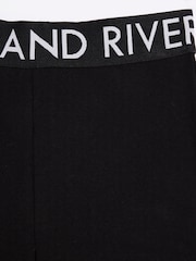 River Island Black Girls Deep 100% Cotton Waistband Kickflare Trousers - Image 2 of 3