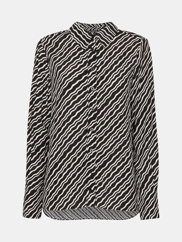 Whistles Black Diagonal Ripple Print Shirt - Image 5 of 5